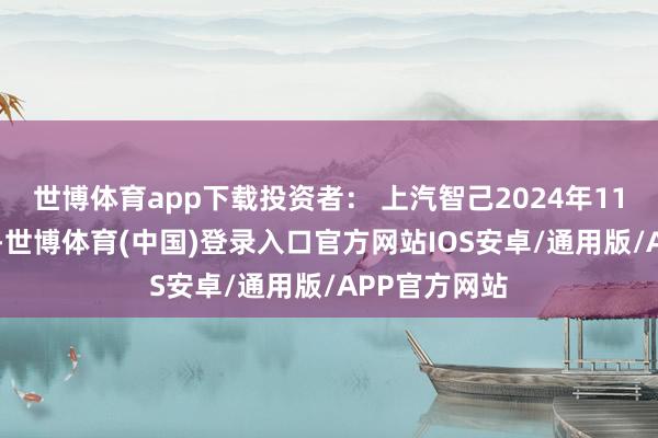 世博体育app下载投资者： 上汽智己2024年11月15日公布-世博体育(中国)登录入口官方网站IOS安卓/通用版/APP官方网站